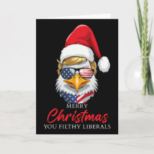 Carte Joyeux Noël, vous sales libéraux, aigle Trump Sa
