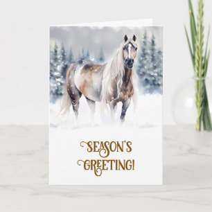 Carte Joyeux Noël Xmas Vœux de la saison avec cheval