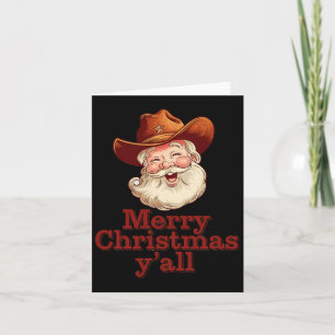 Carte Joyeux Noël Y’all Cowboy Père Noël Western Country