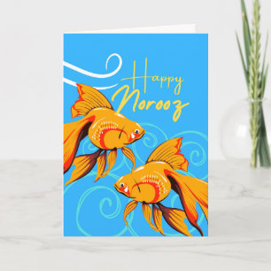 Carte Joyeux Norooz Perse Nouvel An avec Paire de Poisso