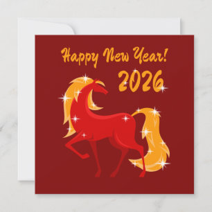 Carte Joyeux Nouvel An 2026 Fire Horse Chinese Zodiac