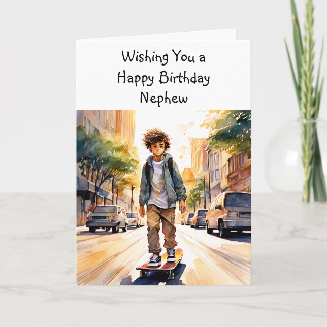 Carte Joyeux Nouvel An Nephew | Skate (Devant)