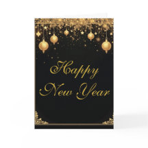 Joyeux Nouvel An noir et or élégant