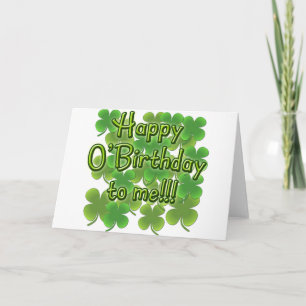 Carte Joyeux O'Anniversaire pour moi avec des Shamrocks