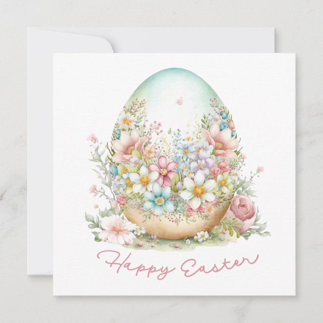 Carte Joyeux Oeuf de Pâques Floral (Devant)