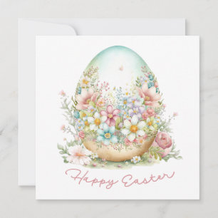 Carte Joyeux Oeuf de Pâques Floral