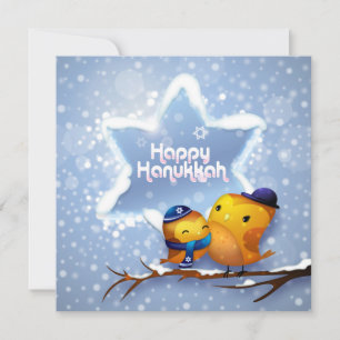 Carte Joyeux Oiseaux de neige hivernaux d'Hanoukka