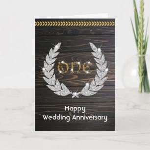 Carte Joyeux or 1er anniversaire Mariage