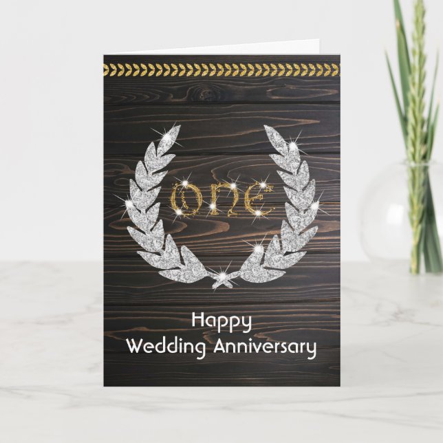 Carte Joyeux or 1er anniversaire Mariage (Devant)