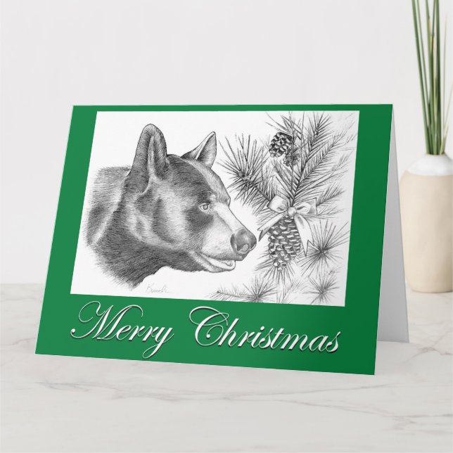 Carte Joyeux Ours Noir Noël (Devant)
