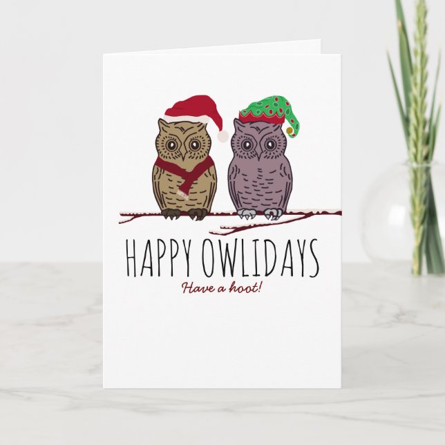 Carte Joyeux Owlidays, Festif (Devant)