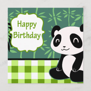 Carte Joyeux Panda en bambou vert d'anniversaire