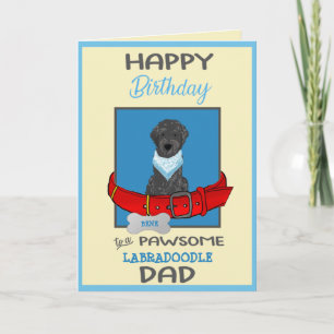 Carte Joyeux papa d'anniversaire de ton caniche noir