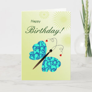 Carte Joyeux papillon d'anniversaire avec de belles étoi