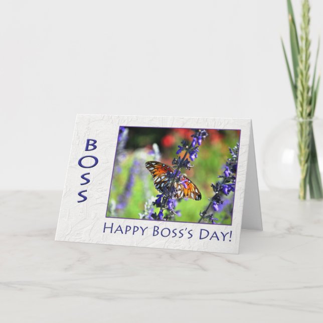 Carte Joyeux papillon et fleurs du jour du patron (Devant)