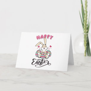 Carte Joyeux Pâques du charmant lapin de Pâques