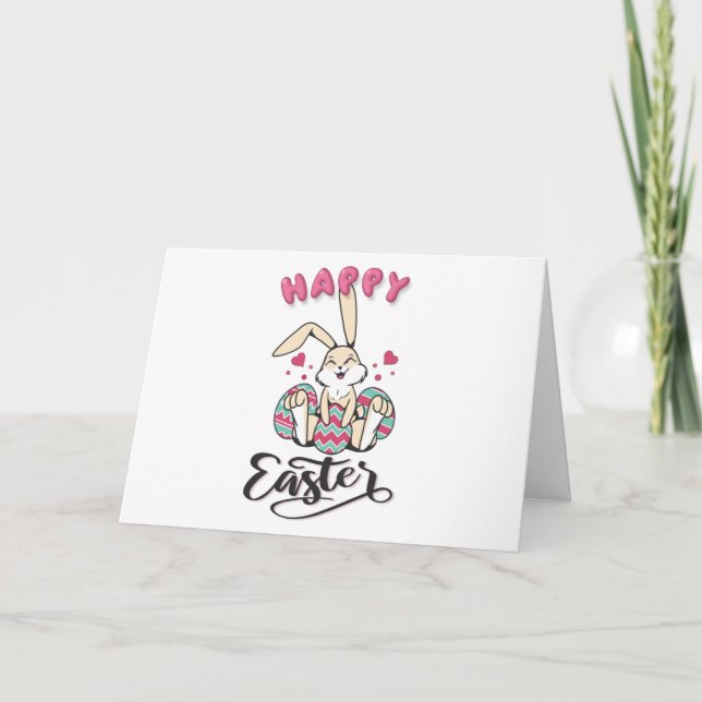 Carte Joyeux Pâques du charmant lapin de Pâques (Devant)