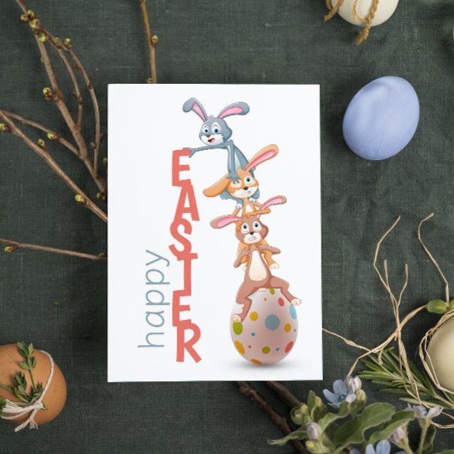 Carte Joyeux Pâques mignonne amusant lapin moderne oeuf  (Créateur téléchargé)