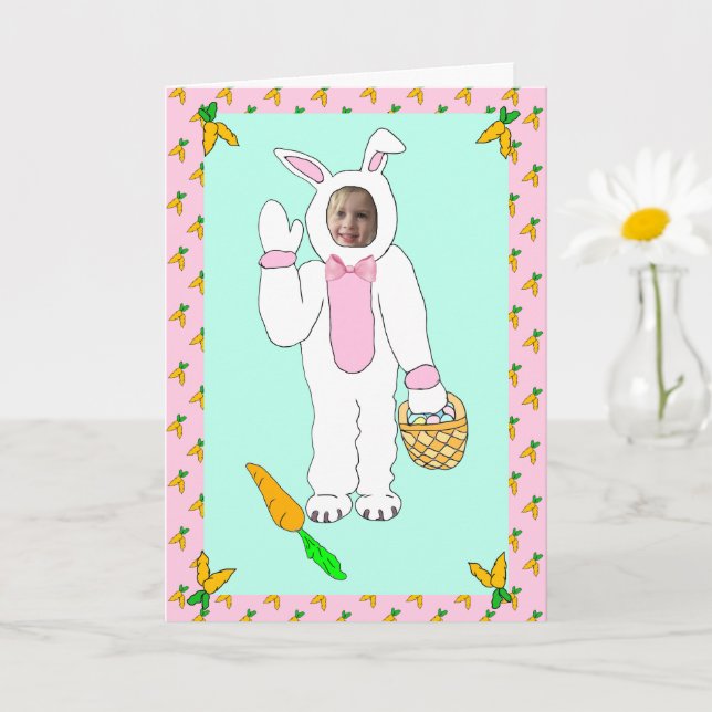 Carte Joyeux Pâques Photo personnalisée Lapin de Pâques (Petite plante)