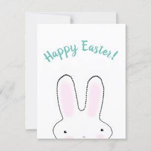 Carte Joyeux Pâques turquoise drôle lapin script personn