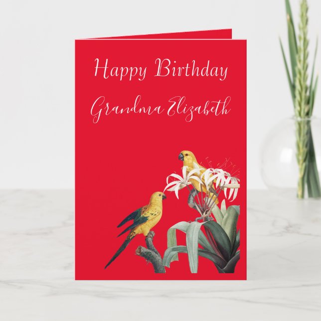 Carte Joyeux Parrots grand-mère d'anniversaire (Devant)
