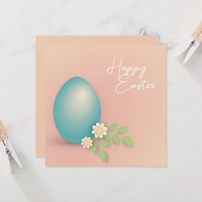 Carte Joyeux pastel oeuf de Pâques conception florale pr (Devant/Arrière en situation)
