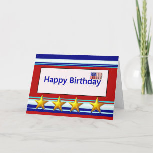 Carte Joyeux patriotique d'anniversaire avec drapeau