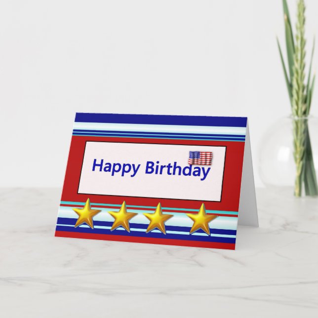 Carte Joyeux patriotique d'anniversaire avec drapeau (Devant)