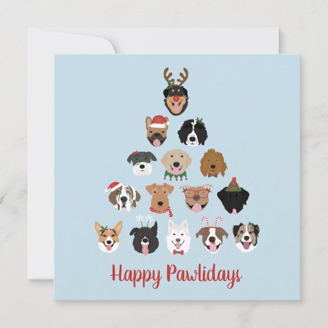Carte Joyeux Pawlidays Chien arbre de Noël (Devant)