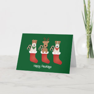 Carte Joyeux Pawlidays Welsh Wire Fox Terrier Chiens