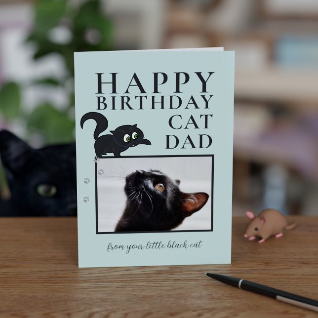 Carte Joyeux Père Chat D'Anniversaire De Black Kitty Pho (Créateur téléchargé)