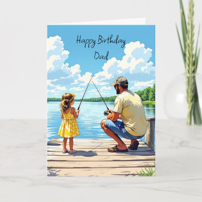 Carte Joyeux père d'anniversaire | Fille et papa Pêche (Devant)