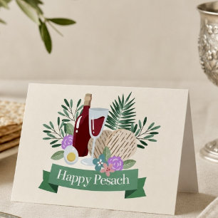 Carte Joyeux Pesach Élégant Seder de Pâque