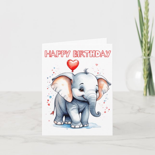 Carte Joyeux petit éléphant adorable (Devant)
