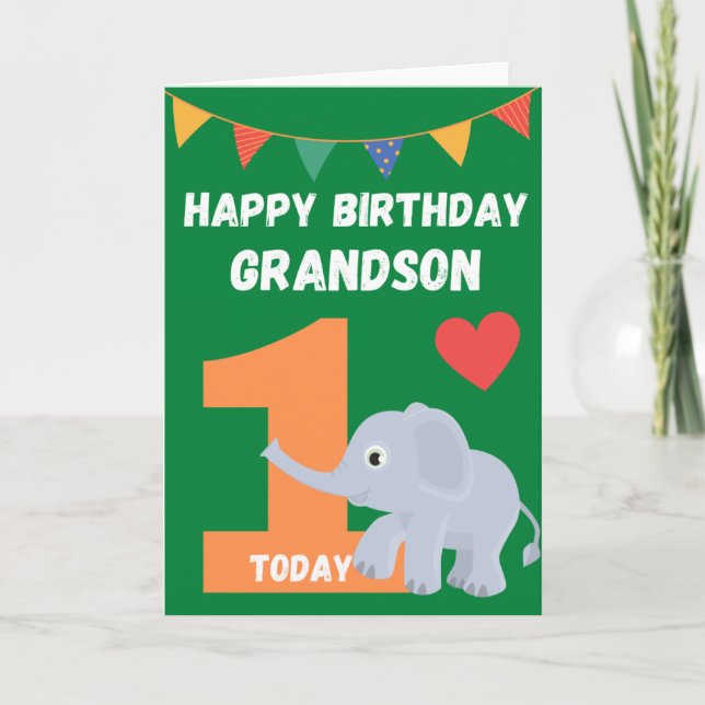 Carte Joyeux petit-fils d'anniversaire - 1 aujourd'hui (Devant)