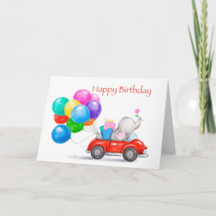 Carte Joyeux petit-fils d'anniversaire, éléphant conduis