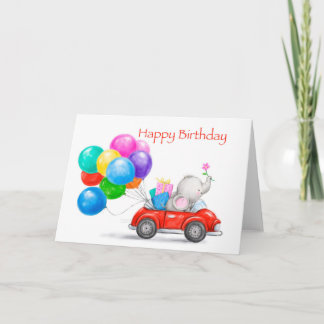 Carte Joyeux petit-fils d'anniversaire, éléphant conduis