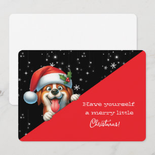 Carte Joyeux petit Noël chien grimaçant