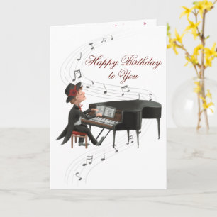 Carte Joyeux Piano Man Anniversaire chantant à sa femme