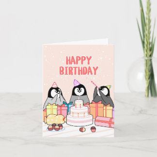 Carte Joyeux pingouins d'anniversaire