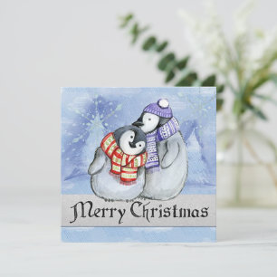Carte Joyeux pingouins de Noël