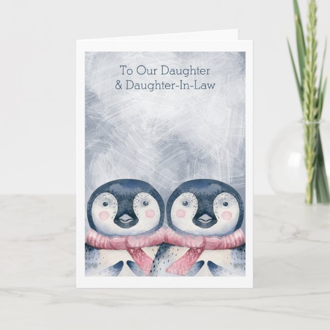 Carte Joyeux pingouins mignons de Noël Personnalisé (Devant)