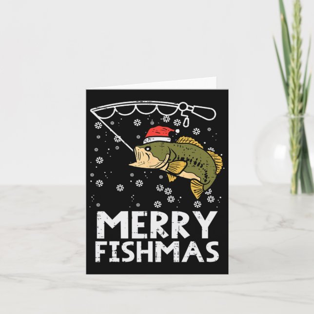 Carte Joyeux poisson pêche Noël papa hommes