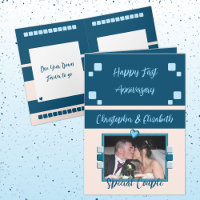 Joyeux premier anniversaire ajouter photo bleu pêc