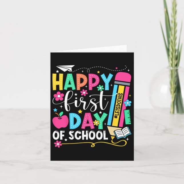 Carte Joyeux Premier Jour De L'École Crayon Enseignant E (Devant)