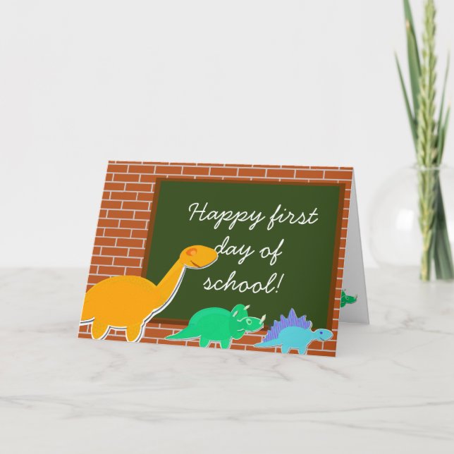 Carte Joyeux premier jour de l'école Dinosaures de dessi (Devant)