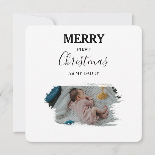 Carte Joyeux premier Noël comme mon papa 2 photos de béb (Devant)