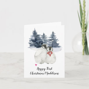 Carte Joyeux premier Noël pour bébé 1er Noël Pingouins