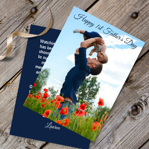 Carte Joyeux Premier Père Photo personnalisée de la Femm