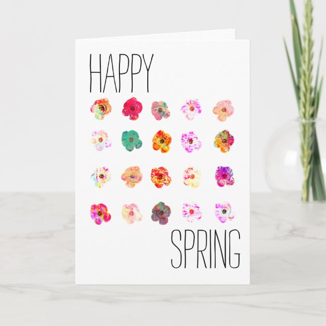 Carte Joyeux Printemps Fleurs colorées brillantes (Devant)